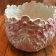 Old vintage pink and white hydrangea-shaped CLF cache pot