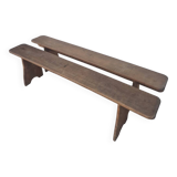 Pair of antique rustic farmhouse benches