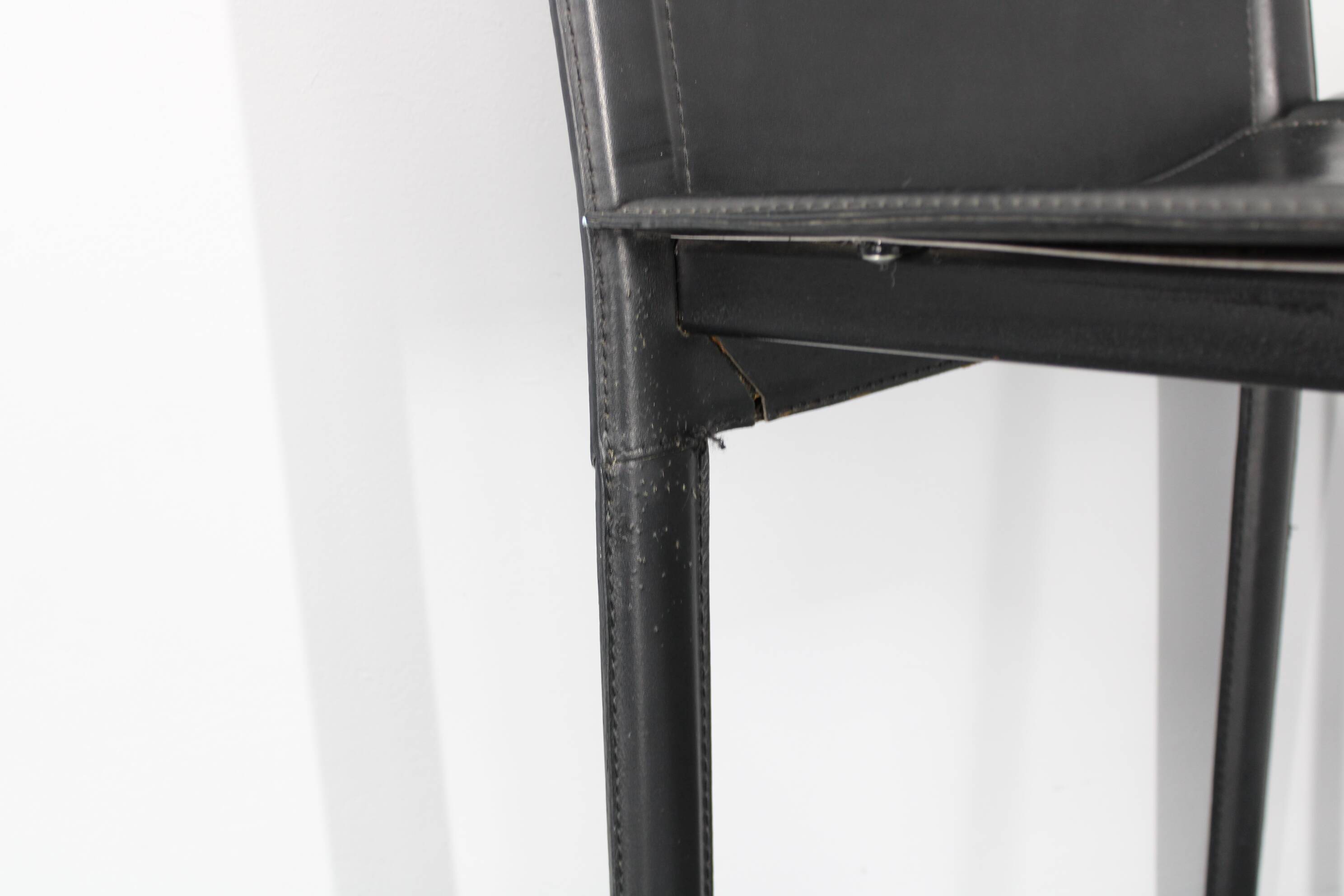 1980s Set of Four Dining Chairs in Leather in Matteo Grassi Style, Italy