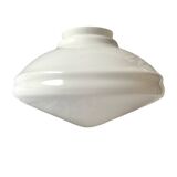 Art Deco saucer globe in white opaline