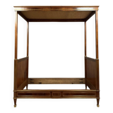 Parisian Louis XVI style four-poster bed in mahogany and gilded bronze circa 1850