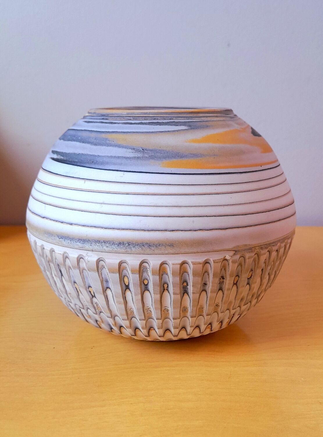 Mixed earth ceramic vase signed