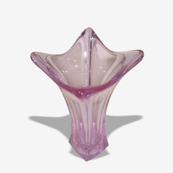 "FLOWERS"  Vase en verre années 70