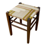 Wooden stool. Vintage stool. woven stool