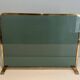 Single Panel Fire Screen in Tinted Green Glass with Brass Frame