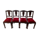 Vintage Art Deco Dining Chairs – Solid Wood & Red Velvet (Set of 4)