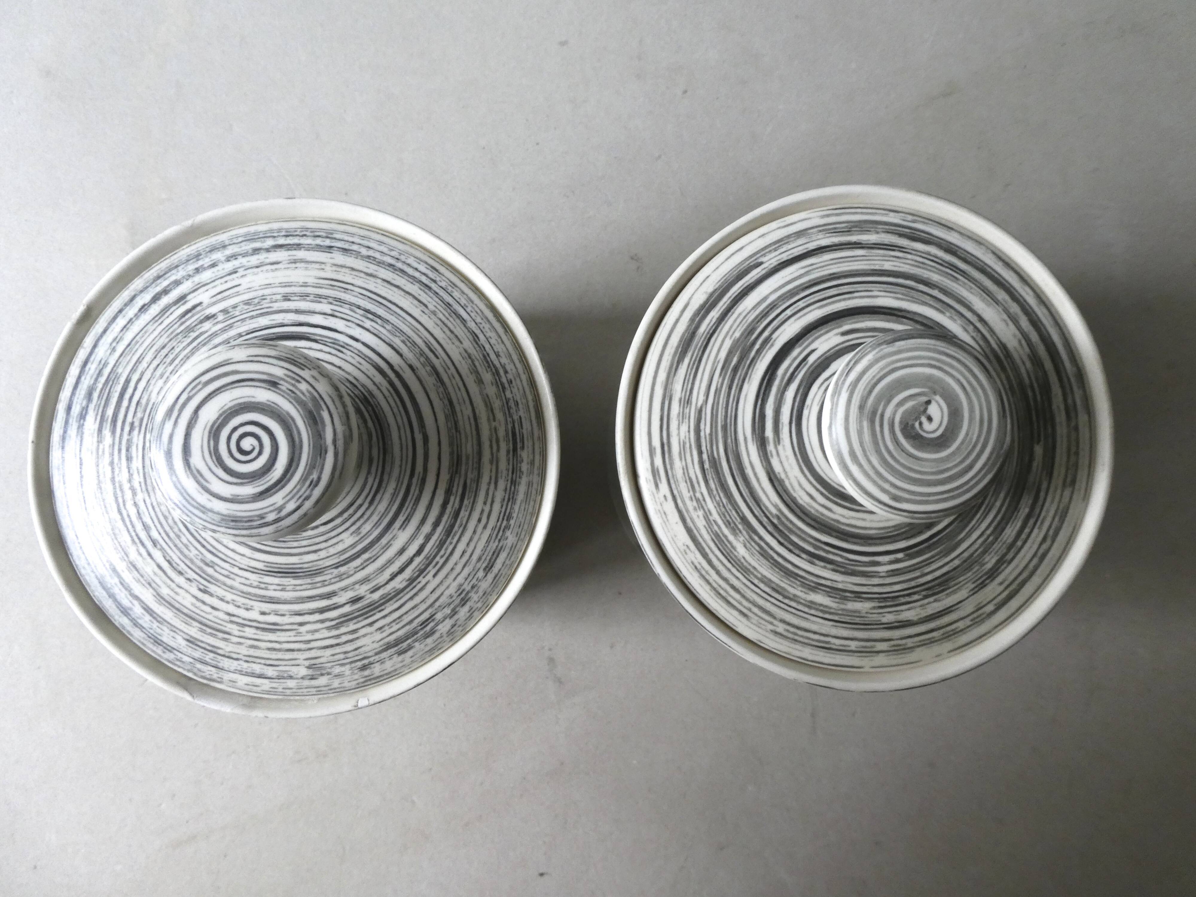 Set of 2 ceramic kitchen pots, Salins, 1950s