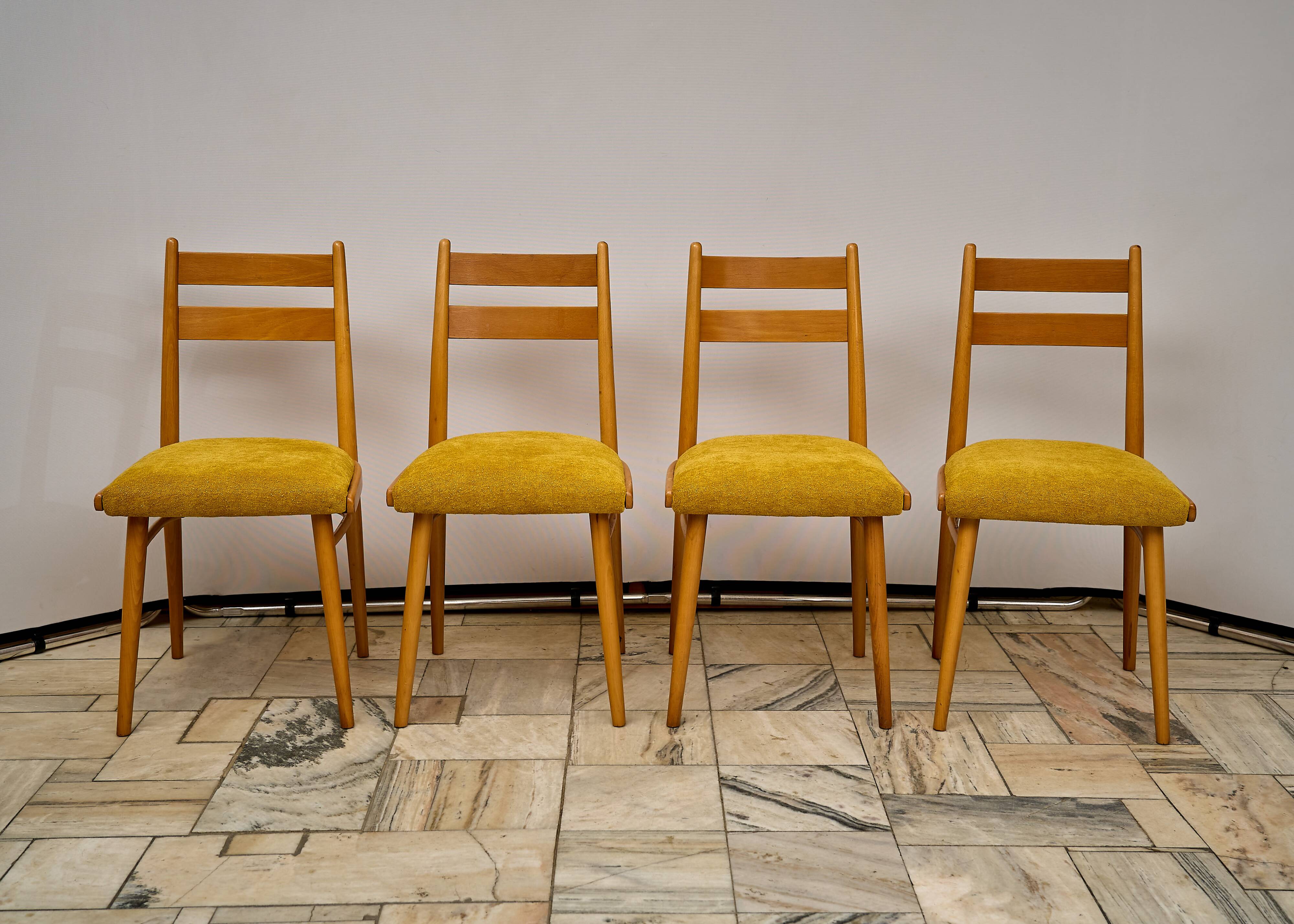 Vintage beech dining chairs - set of 4