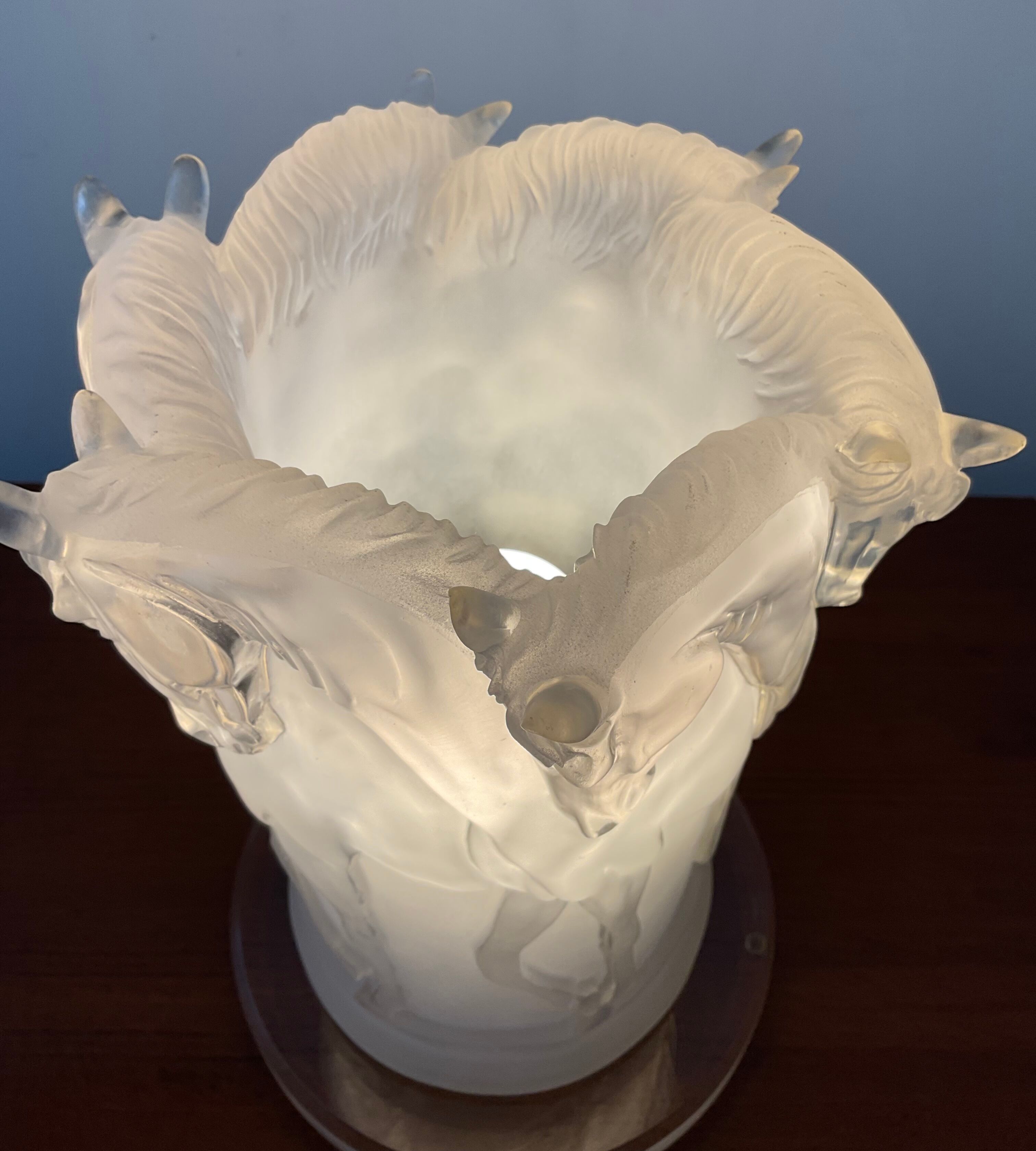 Lamp decorated with horses in plexiglass from the 70s