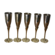 5 metal and brass champagne flutes