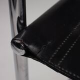 Pair of Matteo Grassi MG5 chairs in black leather and chrome