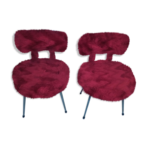 paire de chaises moumoute - rouge