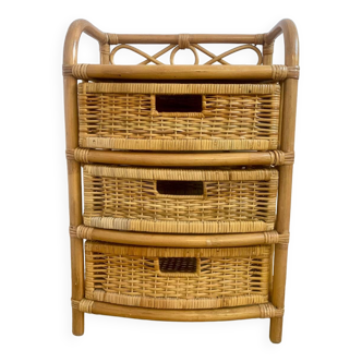 Rattan and bamboo bedside table