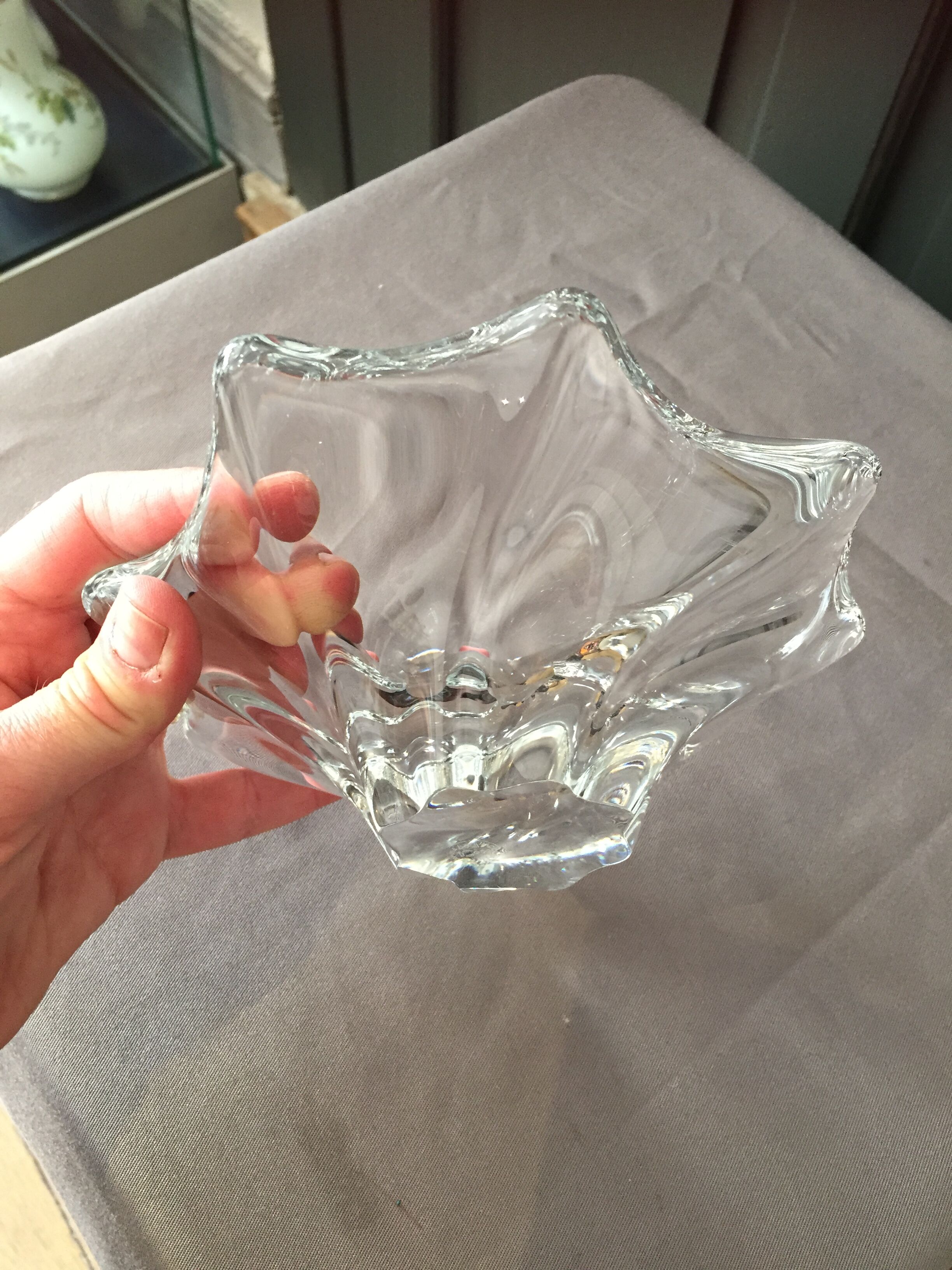 Superb ashtray or empty pocket of octagonal baccarat crystal shape