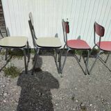 4 chaises formica rouge et jaune clair vintage
