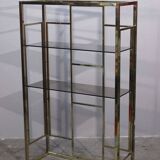 Post-modern shelf in gilded brass, Italy 1970s