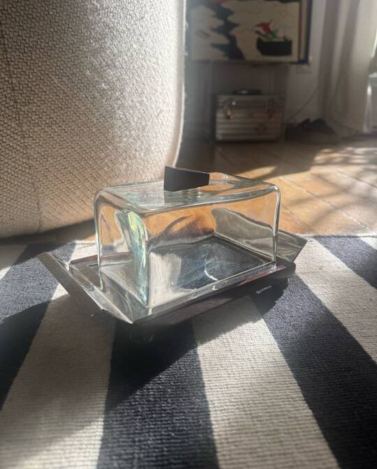 Garance Vallée Monoprix. Butter dish, chrome-plated metal and glass