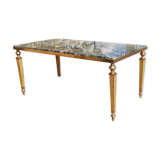 Coffee table in green marble and neoclassical gilded bronze