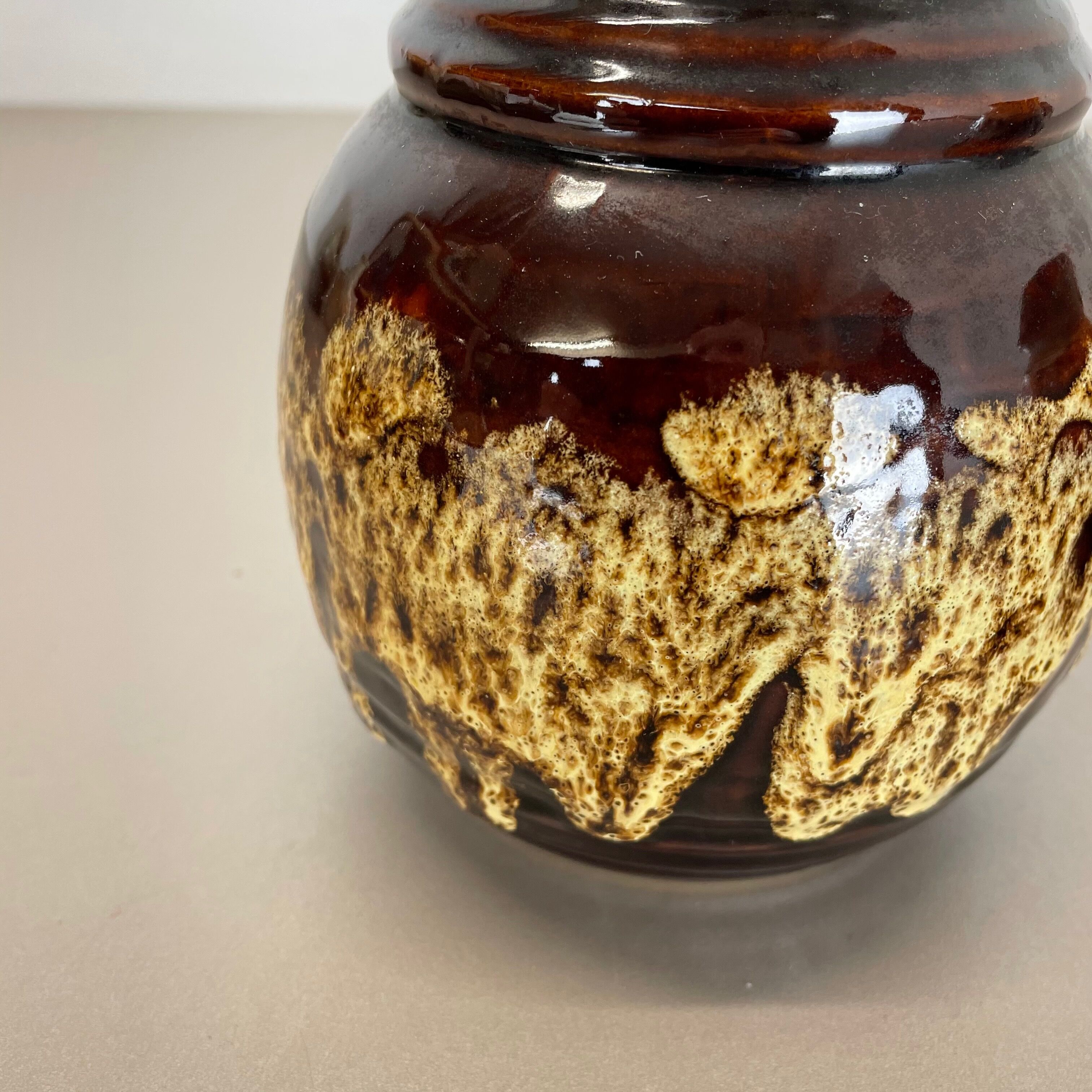 Set of 3 multi-color fat lava op art pottery vase made bay ceramics, germany