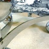 Space Age-style chromed steel round coffee table with glass top, 1960s