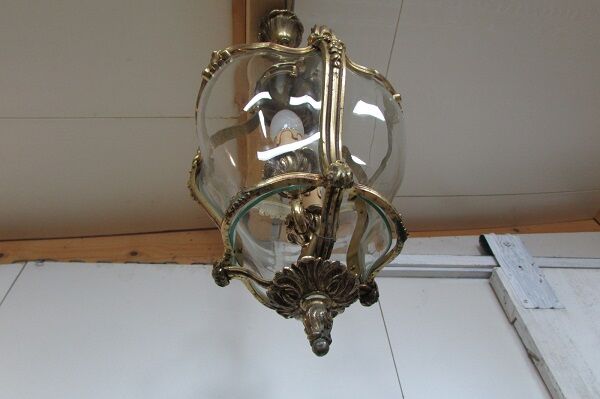 Lantern, chandelier 2 lights, glass and bronze