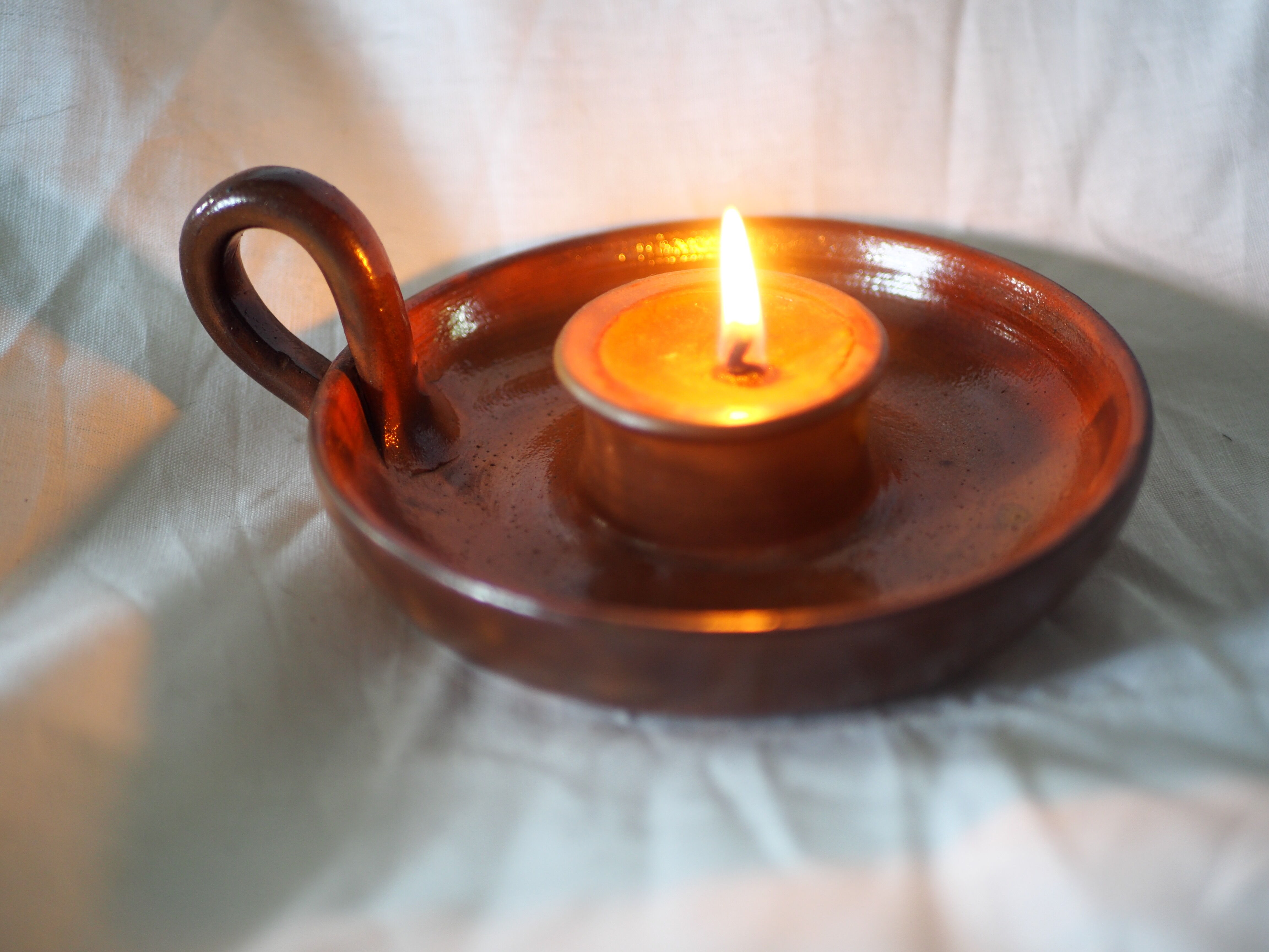Hand candle holder in smoked sandstone - 70s