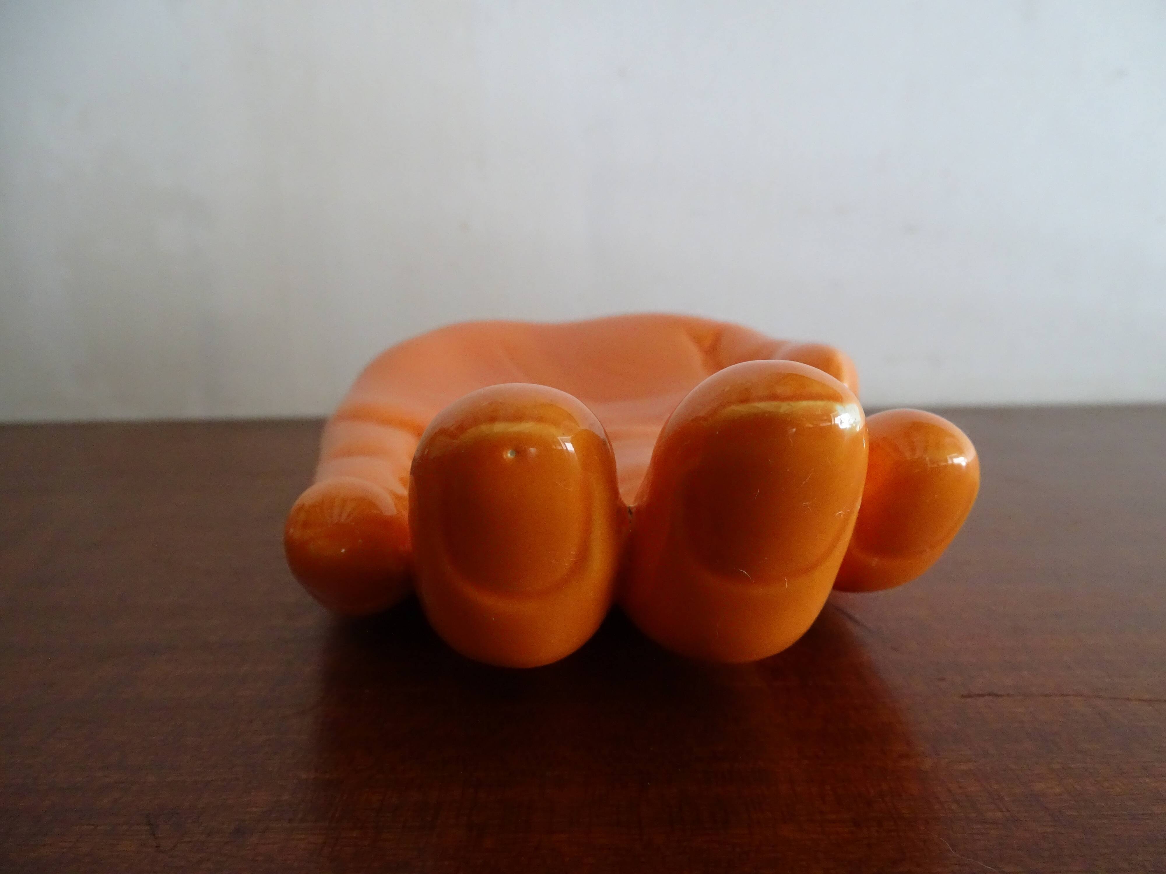 Empty pocket hand vintage ceramic orange