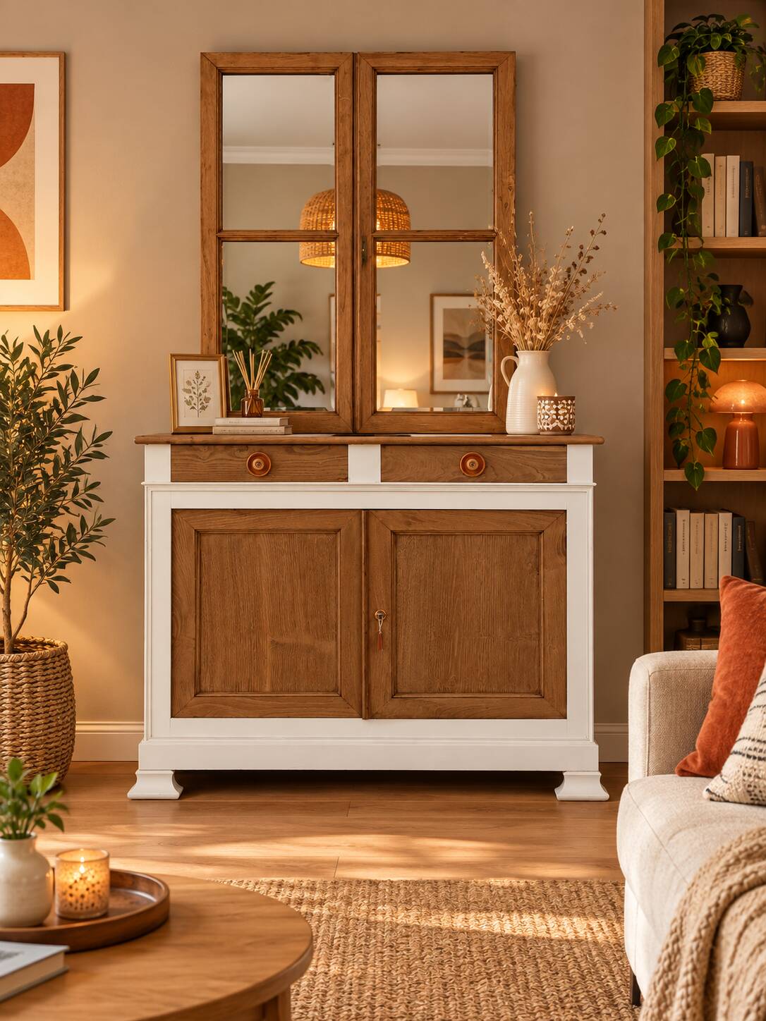 ANTIQUE MIRROR WINDOW