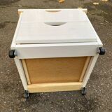 Scandinavian bedside table in solid beige wood with 2 drawers