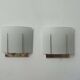 Pair of vintage wall lights, gilded brass and sandblasted glass, Italy 1970