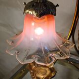 Brass lamp with Art Nouveau libelules , Majorelle style, Muller and Frere, 45x30 with tulip