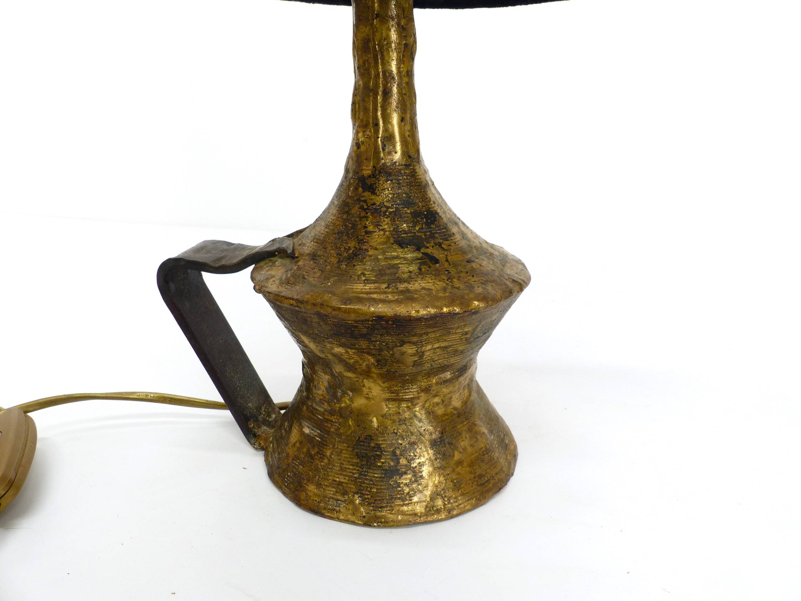 Lampe brutaliste Max Bré en bronze 1970