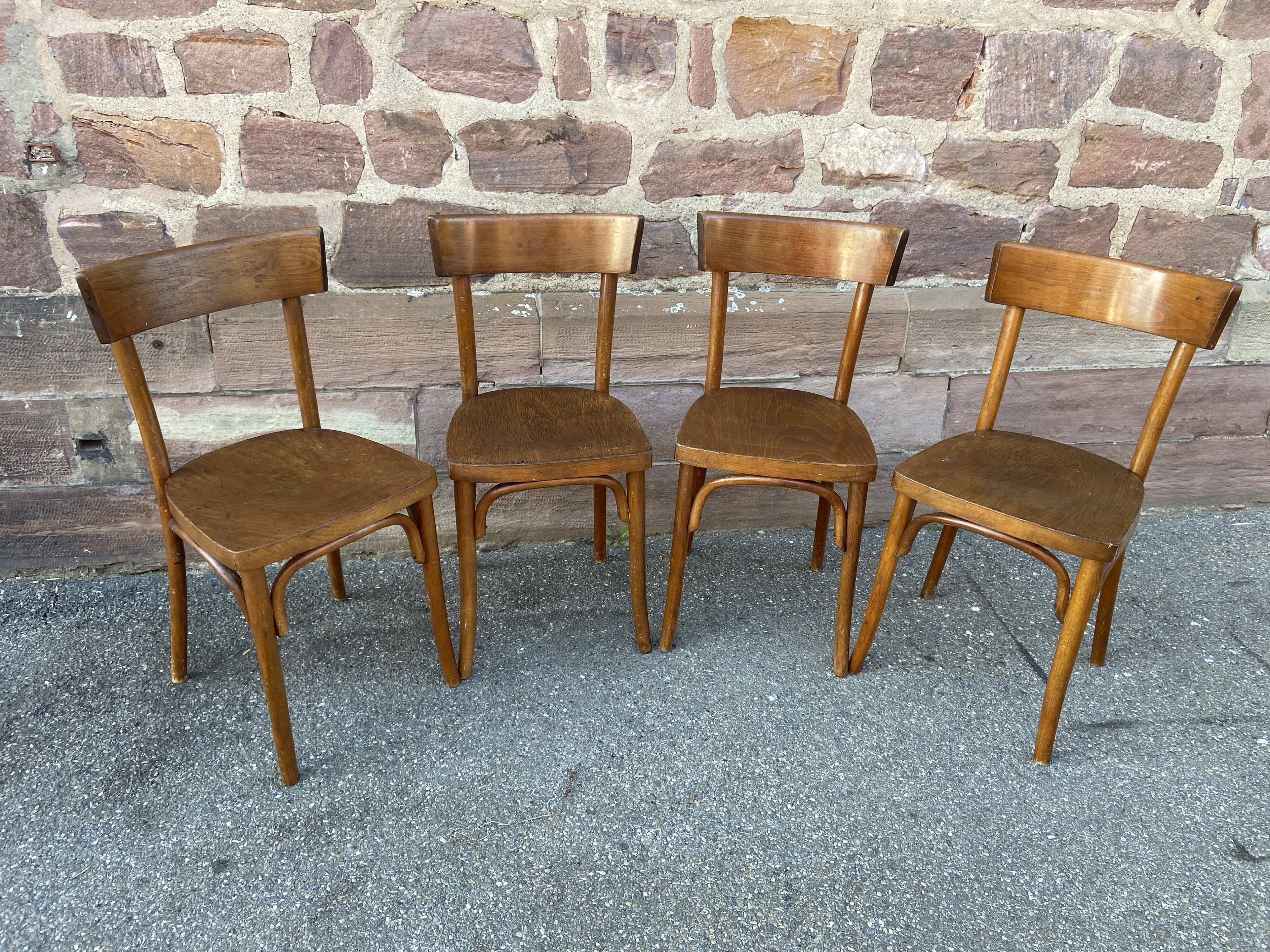 4 curved wooden chairs bistro coffee barter vintage