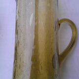 6 glasses and pitcher BIOT olive green bulled glass