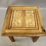 Table basse dessus parquet ancien marqueté