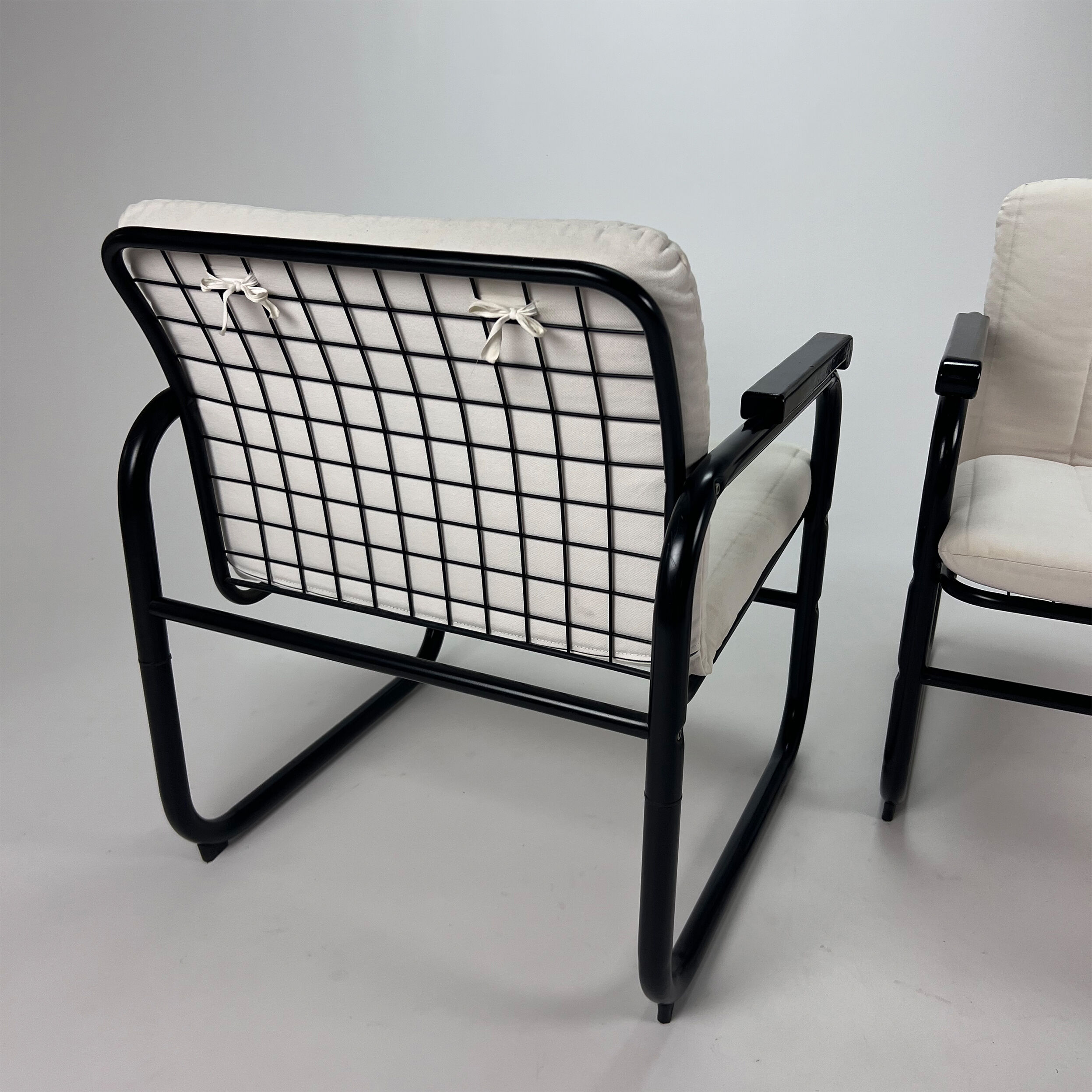 Set of two postmodern black and white armchairs, 1980s