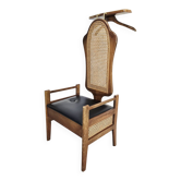 Chaise de hall en bois dur vintage avec rangement caché et porte-vêtements – Canne B