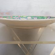 Plate china porcelainE enamelled family pink Lotus + Brand