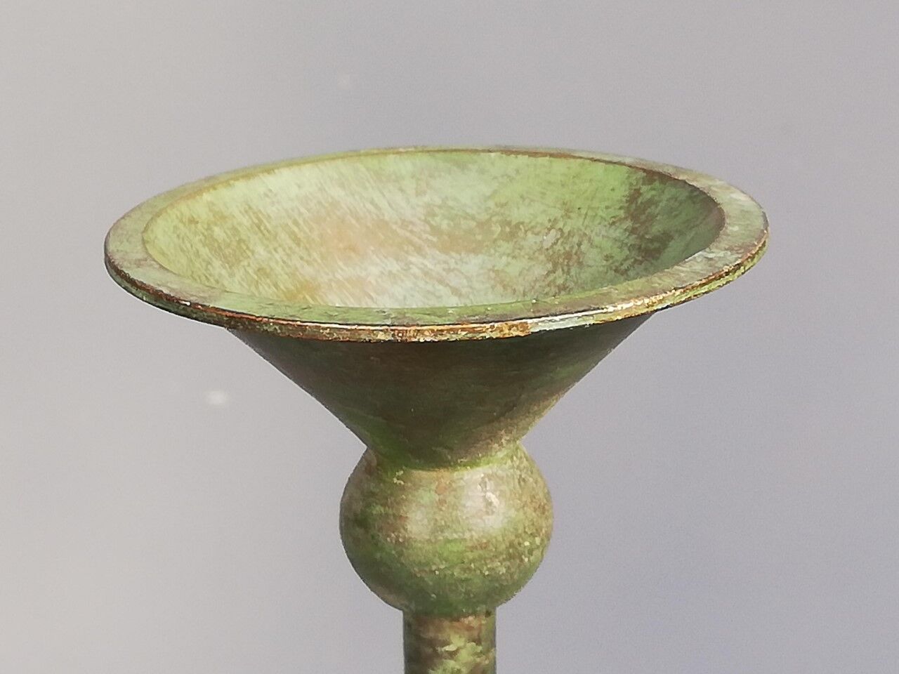 Pair of bronze patina metal candlesticks