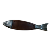 Vintage wooden and metal fish platter – salmon/trout serving tray –