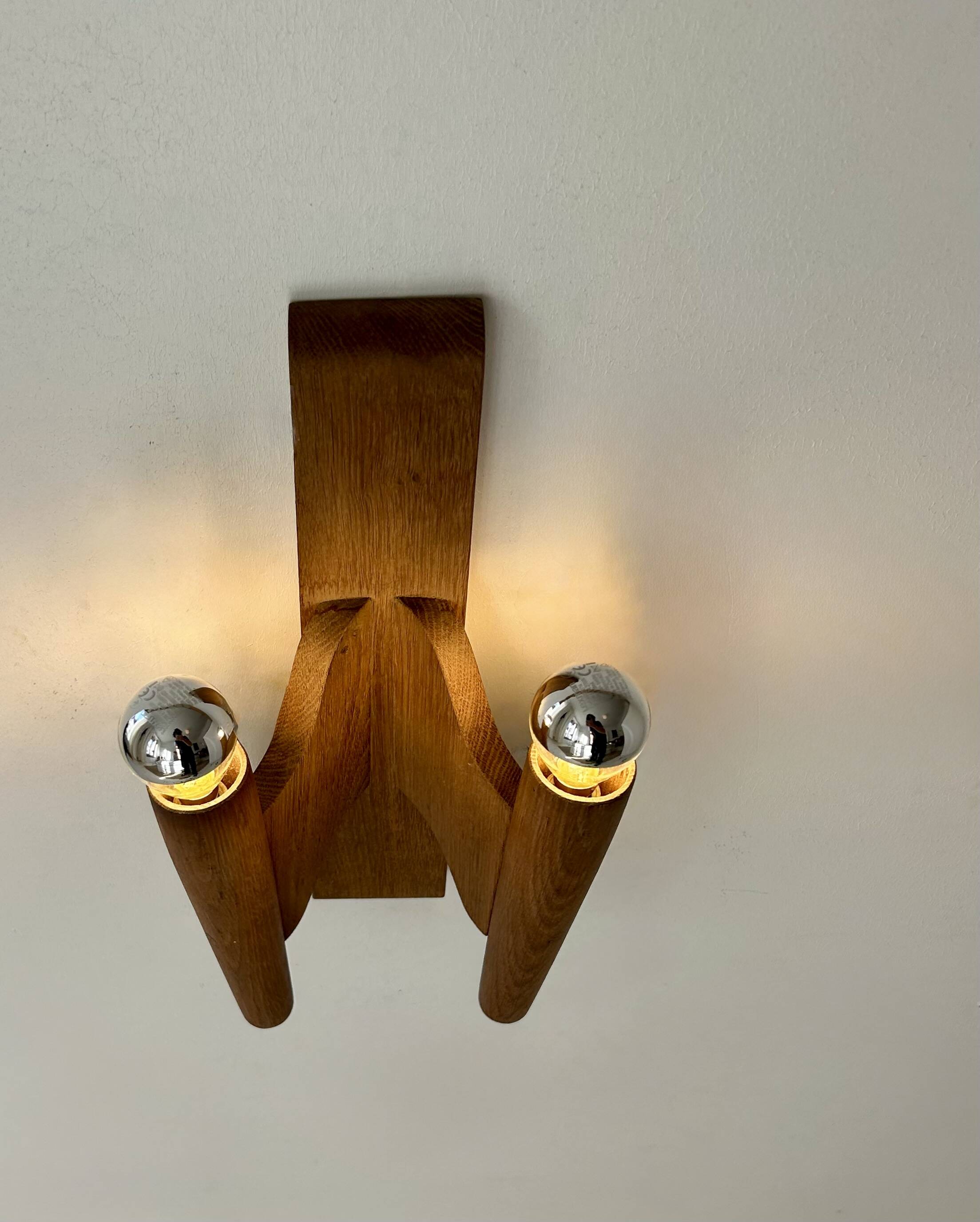 Applique vintage en bois, France, 1950