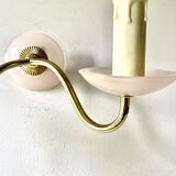 Pair of double pink glass wall lights