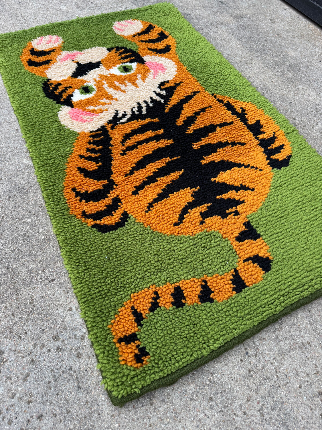 Scandinavian tiger Rya rug, wool, 1970s.