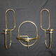 3 candle holders design sleek model, hanging in gold metal