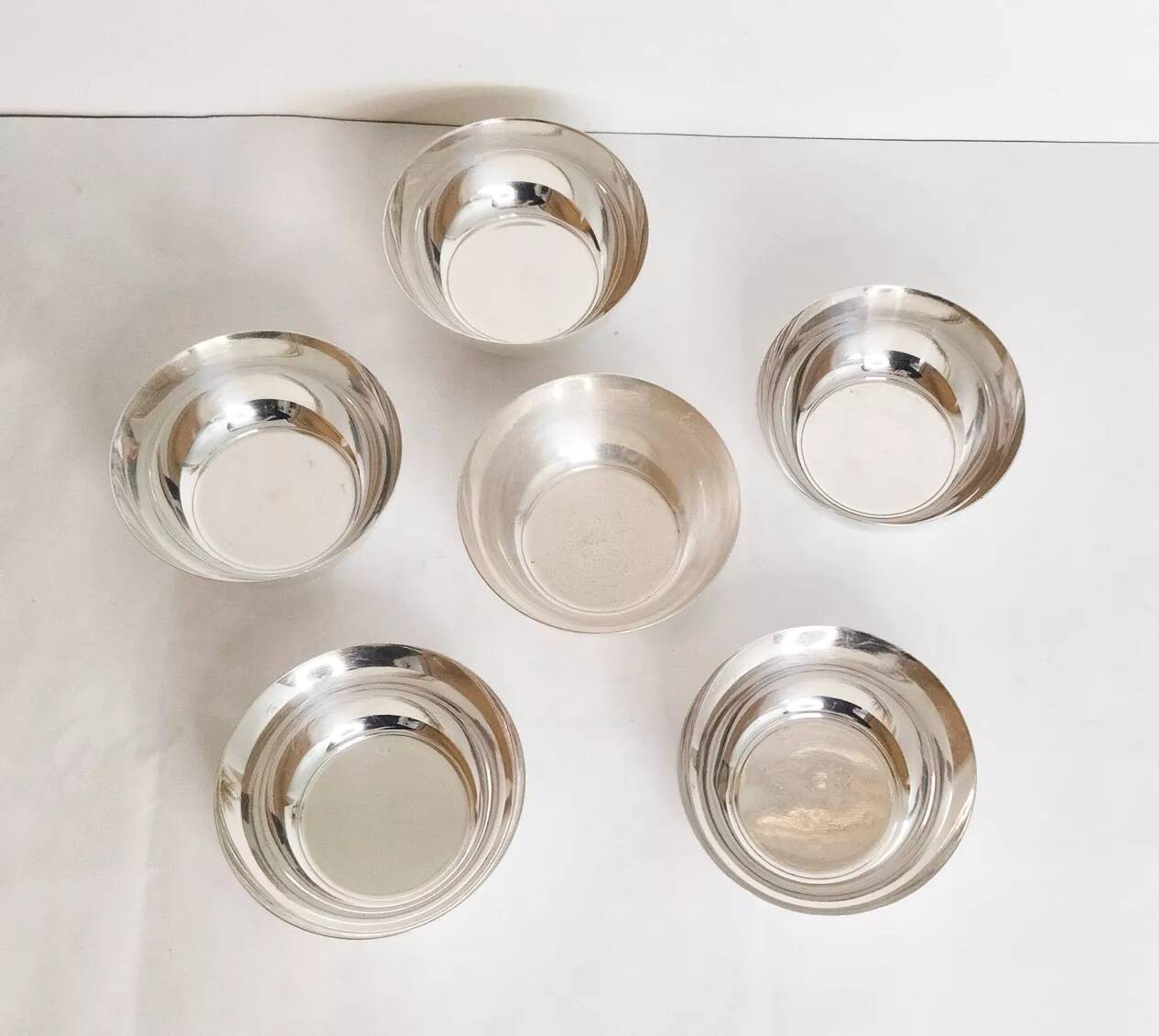 Silver-plated metal cups, ice cream or sorbet cups