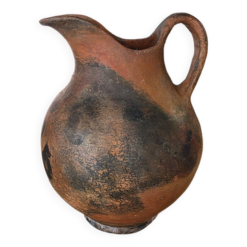 Large vintage smoked terracotta jug in Wabi-Sabi / Japandi style.