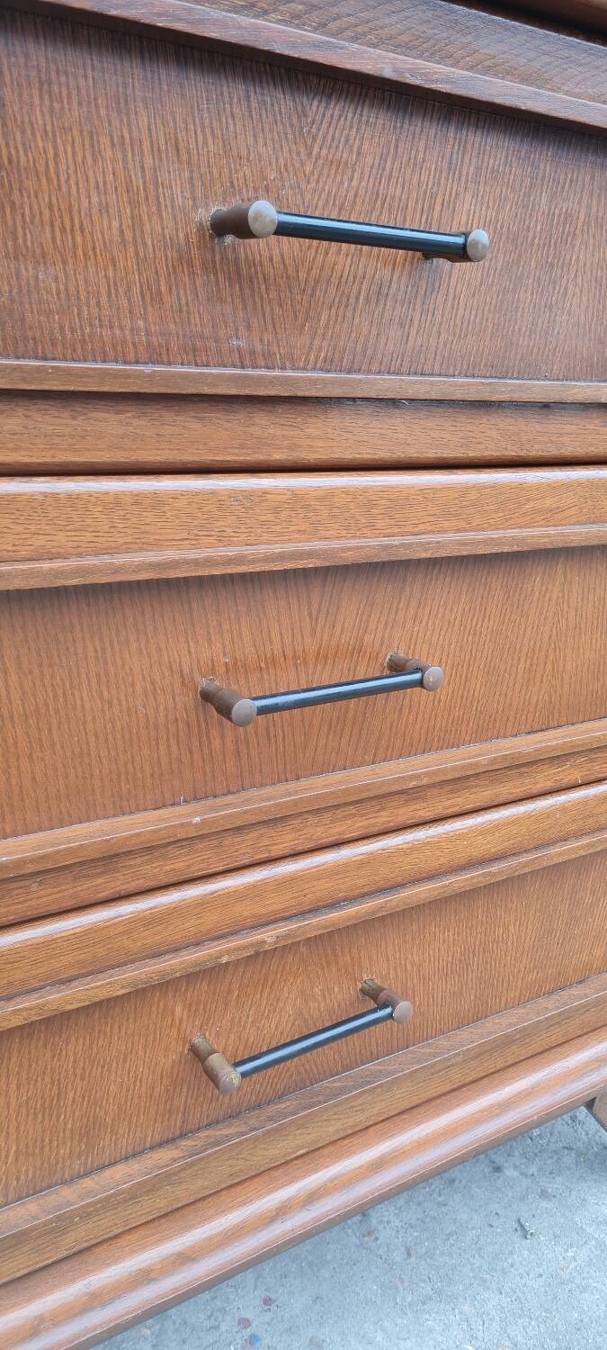Oak compass foot chest of drawers 1960