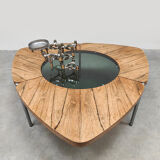 Scandinavian glass and wood coffee table Denmark