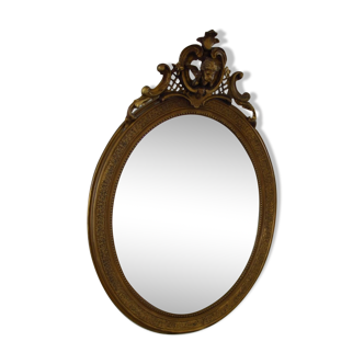 Miroir oval victorien en bronze France 1900s 70x100cm