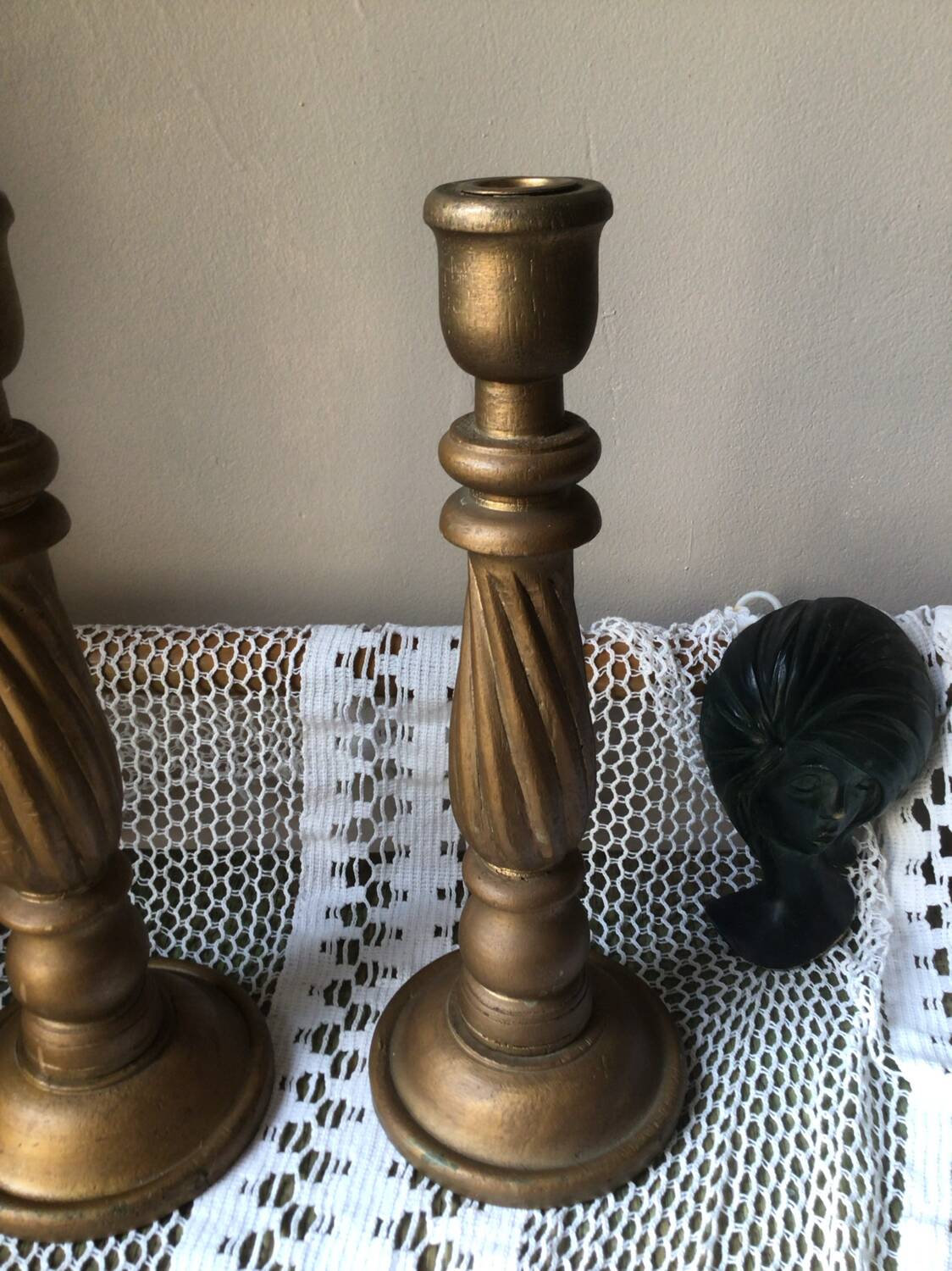 Large wooden candle holder